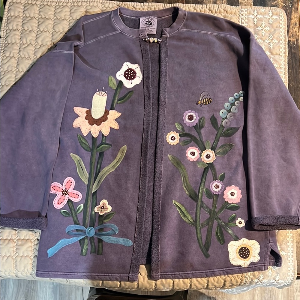 Vintage Authentic Pigment custom painted crewneck made cardigan size XL